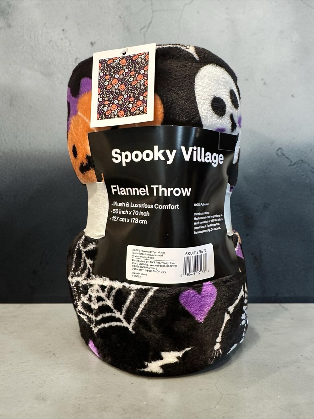Spooky Village Flannel Throw Halloween Blanket 50”x70”